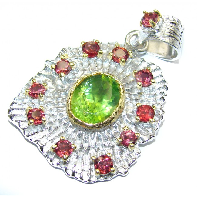 Beautiful authentic Peridot 14K Gold over .925 Sterling Silver handmade Pendant