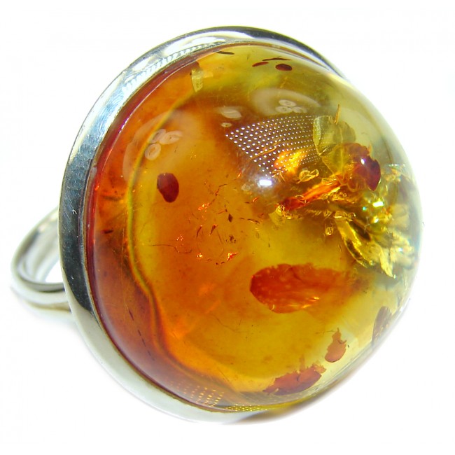 HUGE authentic Baltic Amber .925 Sterling Silver handcrafted ring; s. 9 3/4