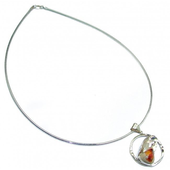 Mexican Fire Opal .925 Sterling Silver handmade Necklace