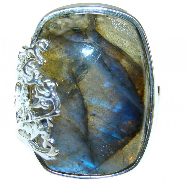 Regal Infinity Labradorite .925 Sterling Silver Bali handmade ring size 8