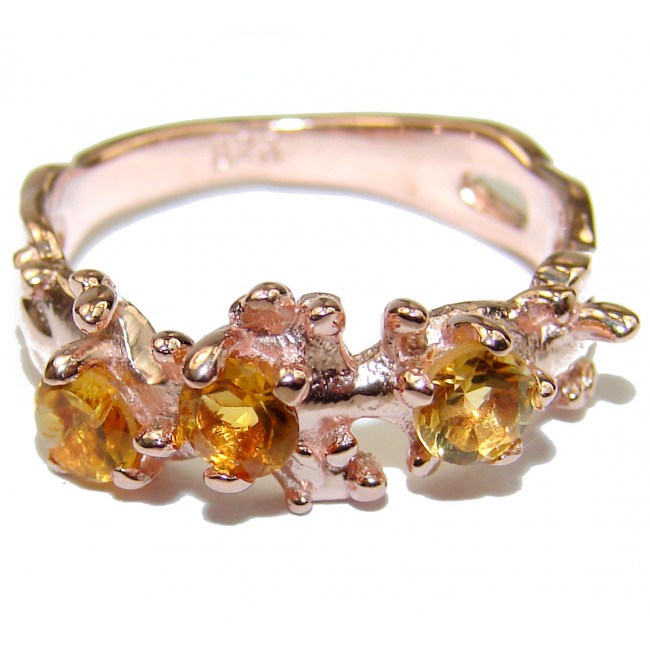 Vintage Style Natural Citrine 14k Gold over .925 Sterling Silver handcrafted Ring s. 6 1/4