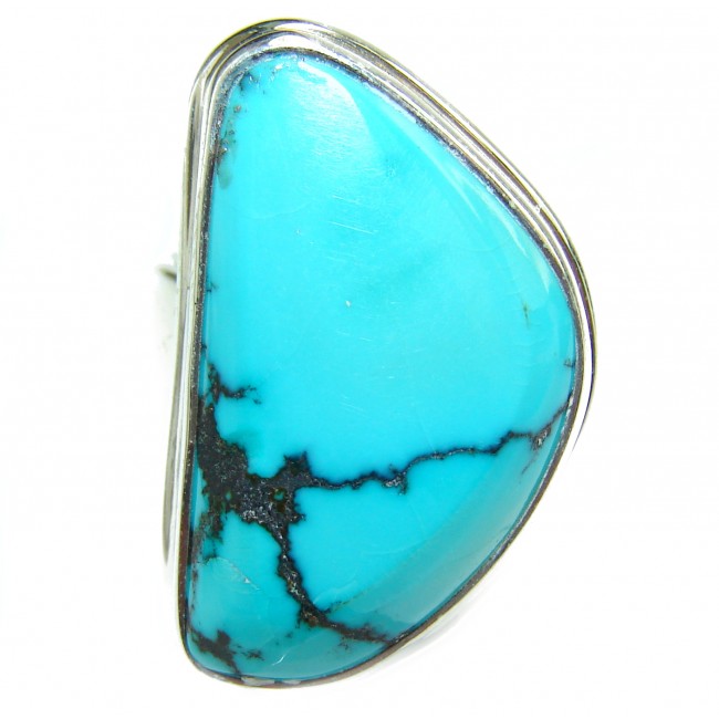 Huge Turquoise .925 Sterling Silver ring; s. 7