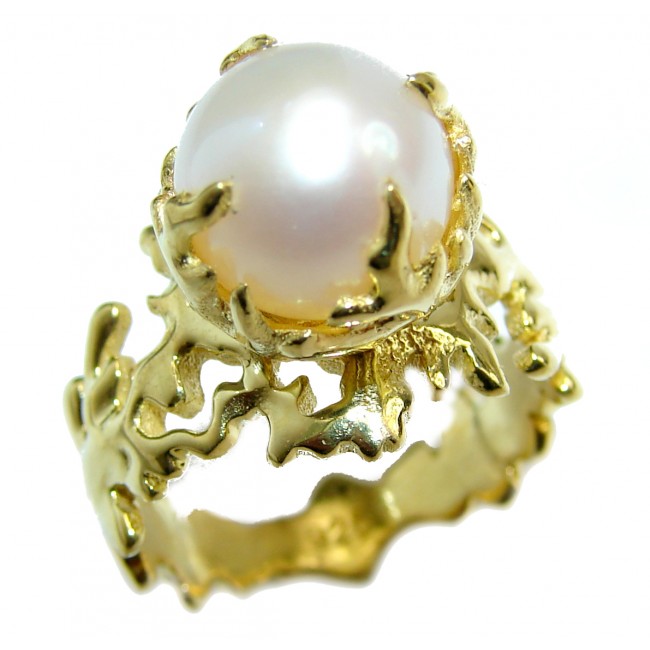 Fresh water Pearl 14K Gold over .925 Sterling Silver Ring s. 6