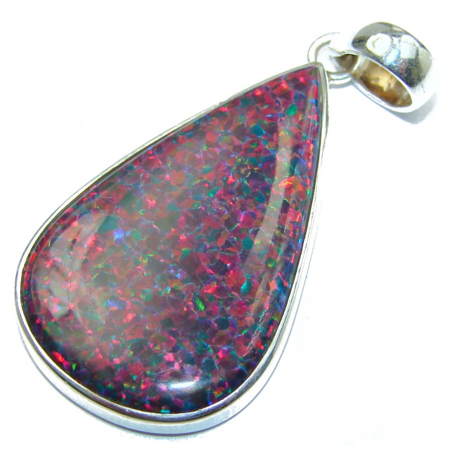 Pink Galaxy Japanese Fire Opal .925 Sterling Silver handmade Pendant