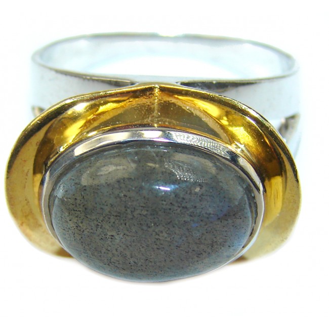 Infinity Labradorite 18K Gold over .925 Sterling Silver handmade ring size 9