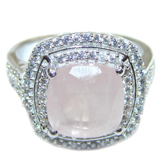 Best Quality Rose Quartz .925 Sterling Silver handcrafted ring s. 7