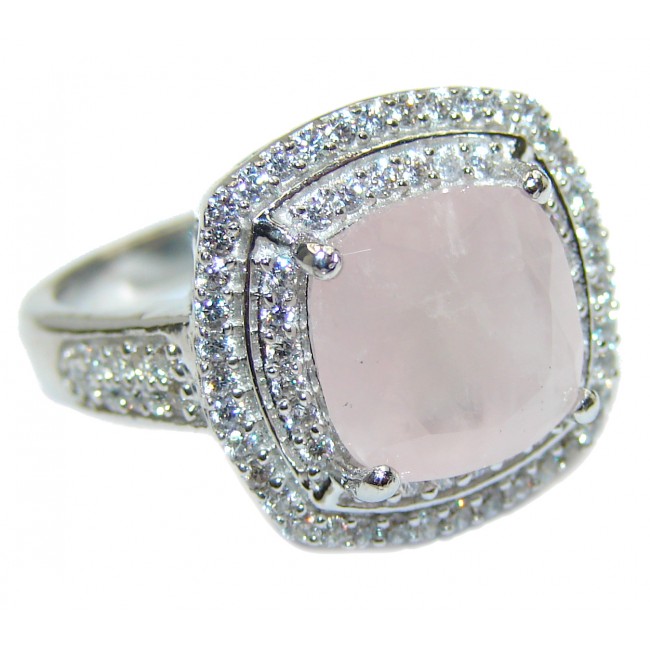 Best Quality Rose Quartz .925 Sterling Silver handcrafted ring s. 7