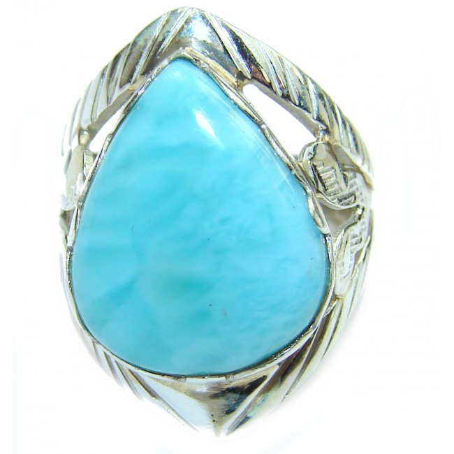 Natural Larimar .925 Sterling Silver handcrafted Ring s. 5 1/4