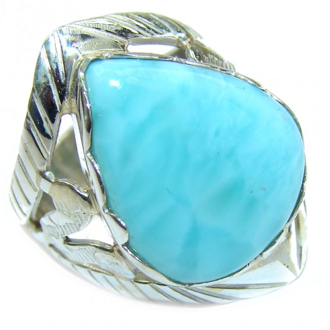 Natural Larimar .925 Sterling Silver handcrafted Ring s. 5 1/4