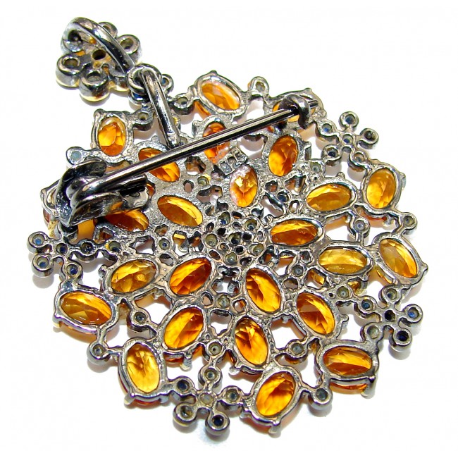 Spectacular authentic Mandarinian Garnet .925 Sterling Silver handmade Pendant/pin