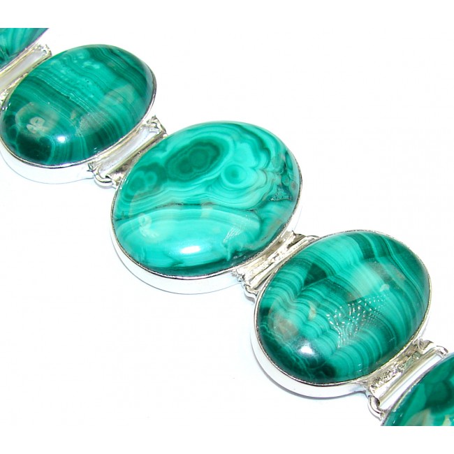 Green Wildness authentic Malachite .925 Sterling Silver handcrafted Bracelet