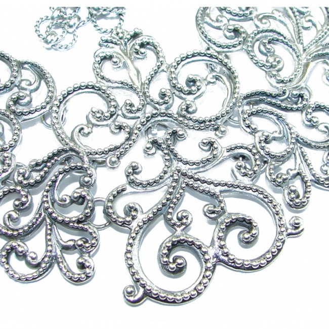HUGE 75.5 grams Rich Renaissance Design best quality .925 Sterling Silver handmade necklace