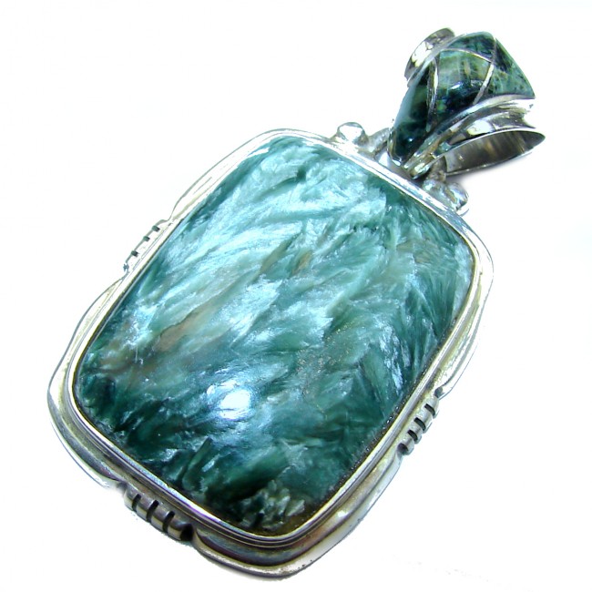 Precious Seraphinite .925 Sterling Silver handmade Pendant