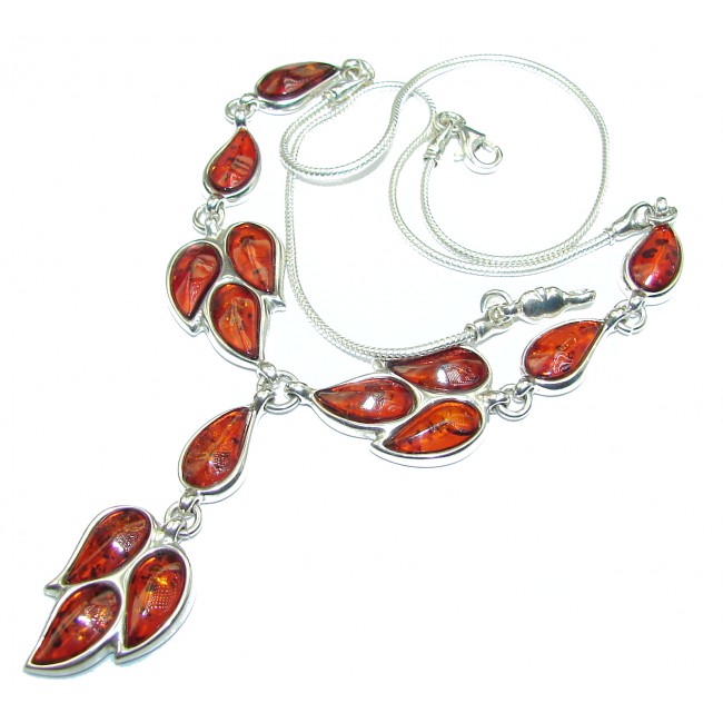 Natural Beauty Cognac Polish Amber .925 Sterling Silver handmade necklace