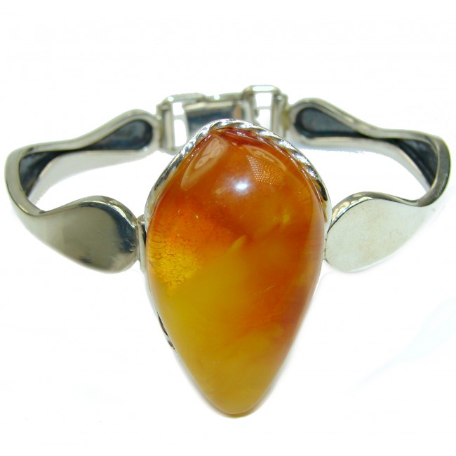 Vintage Design Genuine Baltic Amber .925 Sterling Silver handamde Bracelet