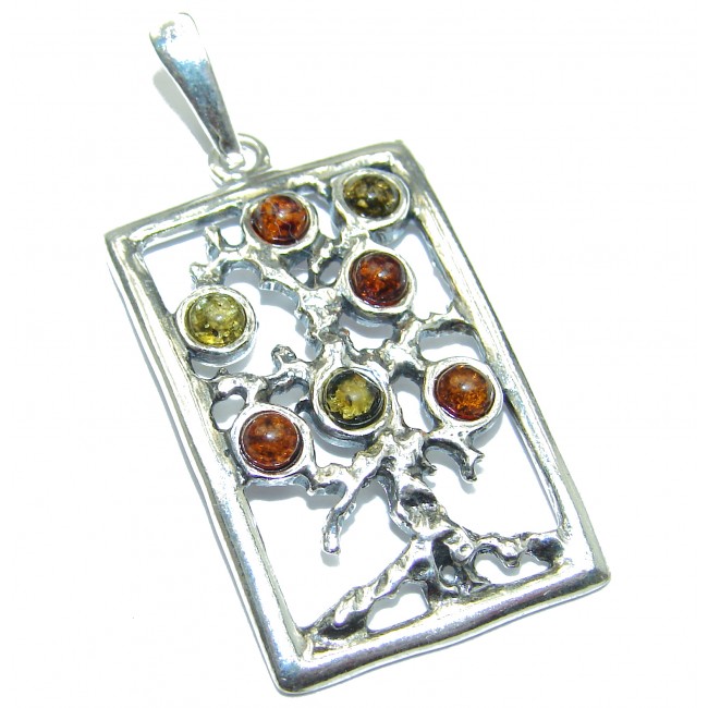 Perfect Family Tree Natural Baltic Amber .925 Sterling Silver Pendant