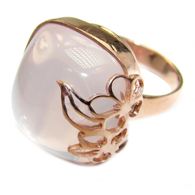 Best Quality Rose Quartz Rose Gold over .925 Sterling Silver handcrafted ring s. 8 1/4
