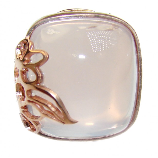Best Quality Rose Quartz Rose Gold over .925 Sterling Silver handcrafted ring s. 8 1/4