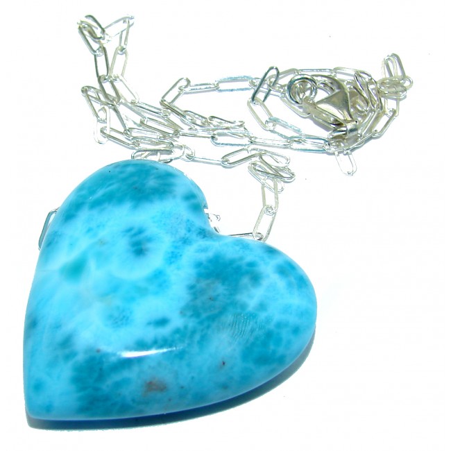 Best quality authentic Larimar .925 Sterling Silver handmade necklace