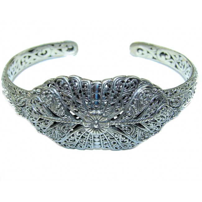 Solid .925 Sterling Silver Leaf handcrafted Bracelet / Cuff