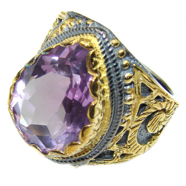 Spectacular genuine Amethyst .925 Sterling Silver handcrafted Ring size 7