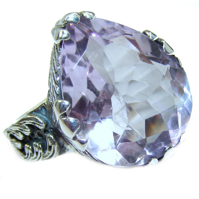 Spectacular genuine Pink Amethyst .925 Sterling Silver handcrafted Ring size 8 1/4