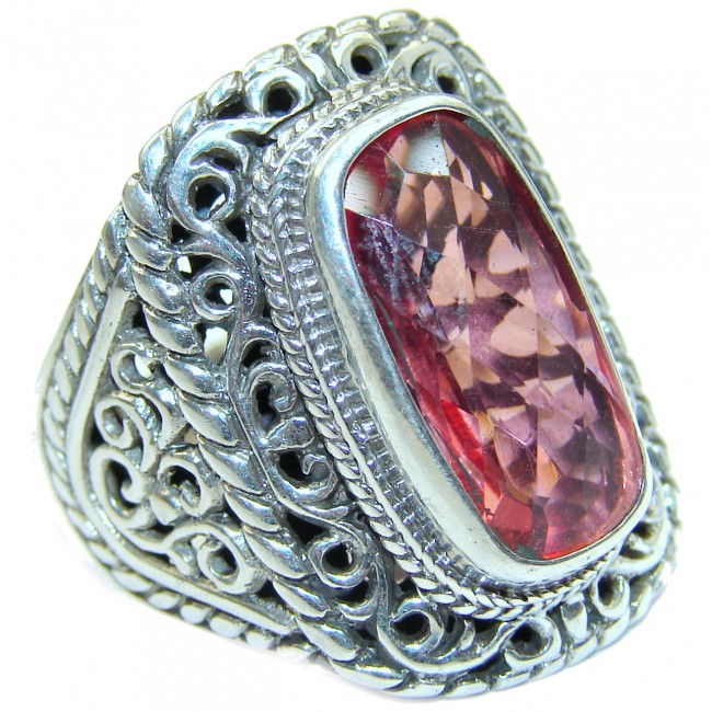 Top Quality Raspberry Topaz .925 Sterling Silver handcrafted Ring s. 11