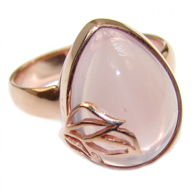 Sweet Candy Rose Quartz Rose Gold over .925 Sterling Silver handcrafted ring s. 8