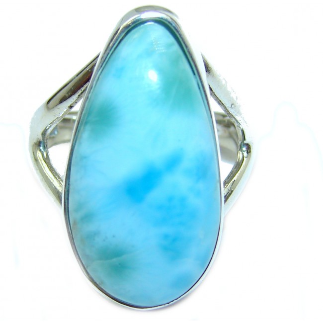 Natural Larimar .925 Sterling Silver handcrafted Ring s. 6 3/4