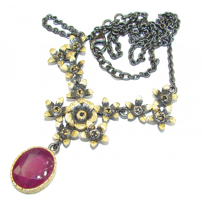 Genuine Ruby 14K Gold over .925 Sterling Silver handcrafted necklace