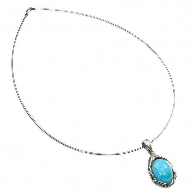 One of the kind Nature inspired Larimar .925 Sterling Silver handmade necklace