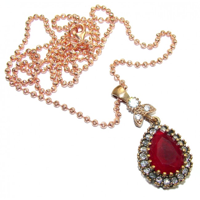 CHic Boho Style created Ruby .925 Sterling Silver handmade necklace