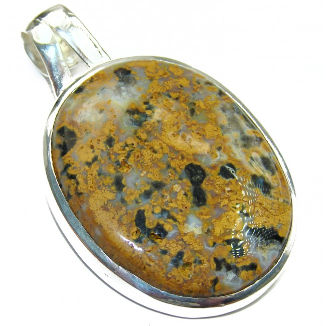 Fabulous Moss Agate .925 Sterling Silver handmade pendant