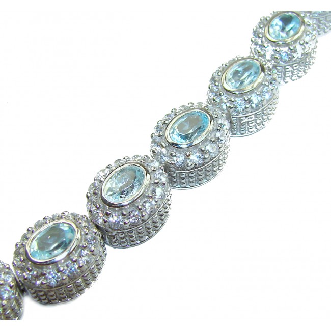 Authentic Swiss Blue Topaz White Topaz .925 Sterling Silver handmade Bracelet