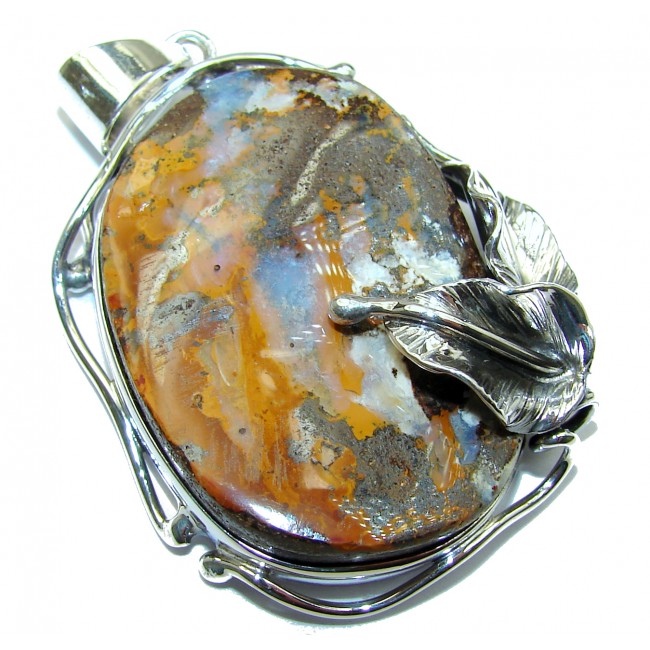 Amazing Authentic Australian Boulder Opal .925 Sterling Silver handmade Pendant