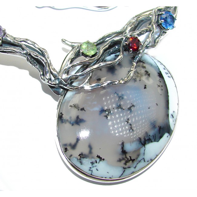 Genuine Dendritic Agate .925 Sterling Silver handcrafted necklace