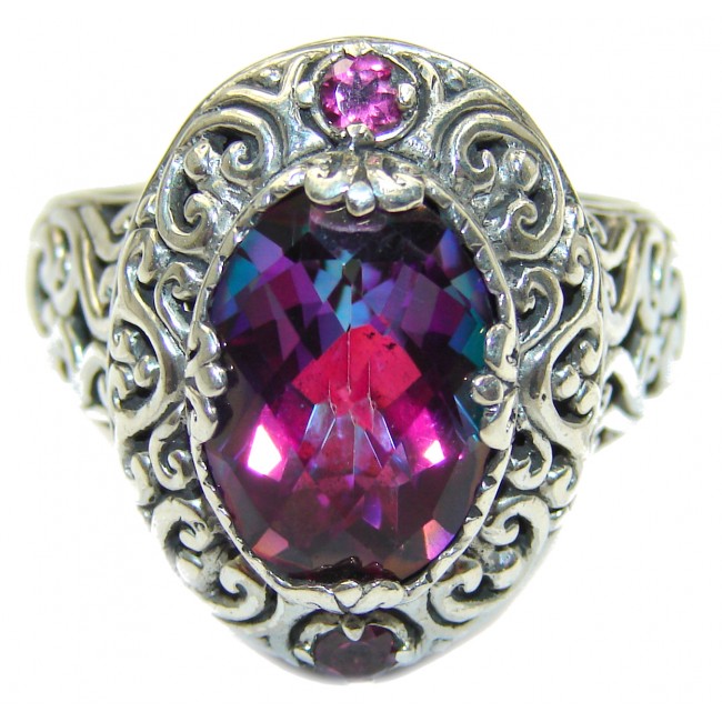 HUGE Top Quality Magic Volcanic Pink Topaz .925 Sterling Silver handcrafted Ring s. 12