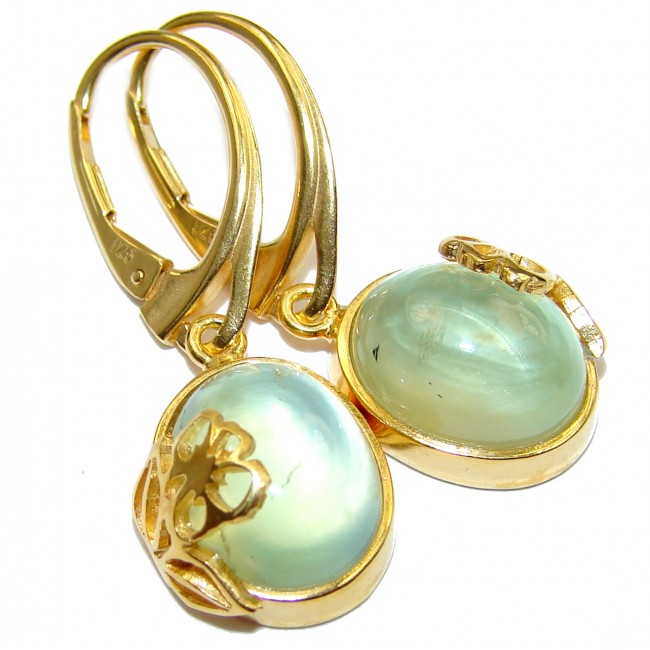 Sublime Authentic Moss Prehnite 14K Gold over .925 Sterling Silver handmade earrings
