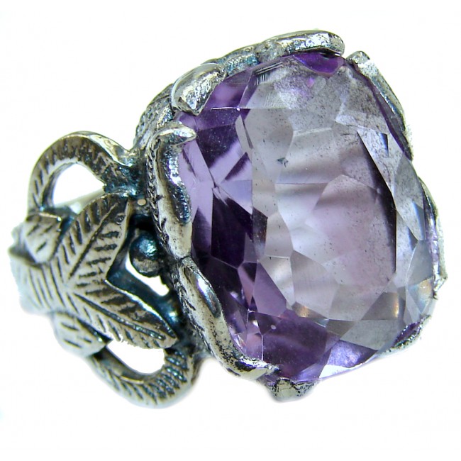 Spectacular genuine Amethyst .925 Sterling Silver handcrafted Ring size 6