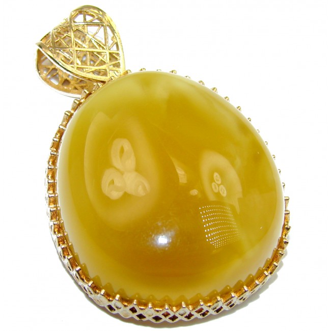 Natural Baltic Butterscotch Amber Gold over .925 Sterling Silver handmade Pendant