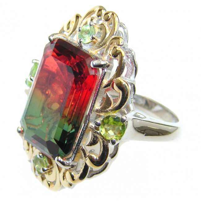 HUGE Top Quality Volcanic Pink Tourmaline color Topaz .925 Sterling Silver handcrafted Ring s. 7 1/2