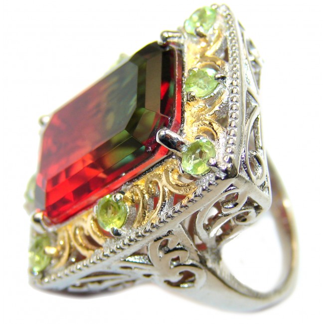 Top Quality Volcanic Pink Tourmaline color Topaz .925 Sterling Silver handcrafted Ring s. 7