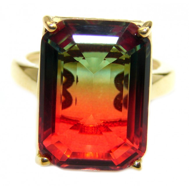 Genuine 25ct Tourmaline color Topaz .925 Sterling Silver handcrafted ring; s. 7 1/4