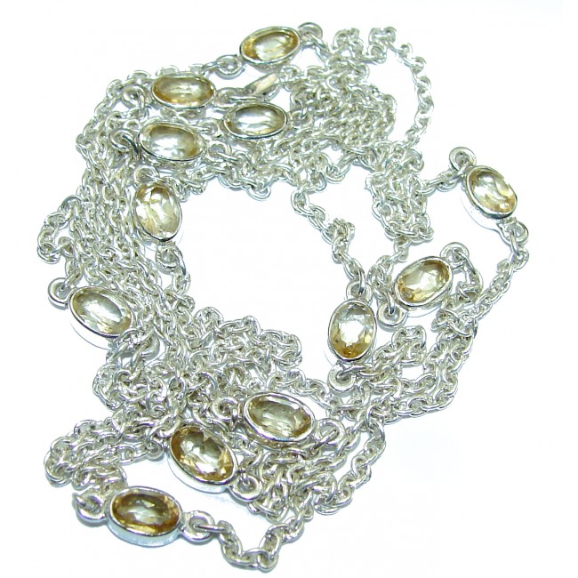 36 inches Citrine .925 Sterling Silver handmade Station Necklace