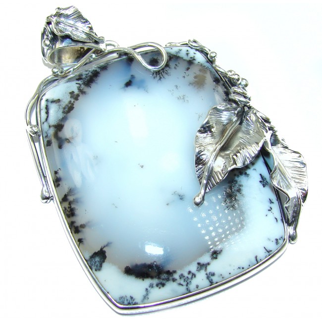 40 grams! Perfect quality Dendritic Agate .925 Sterling Silver handmade Pendant