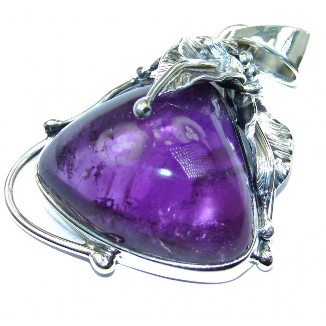 Purple Queen Natural 72 ct Amethyst .925 Sterling Silver handmade Pendant