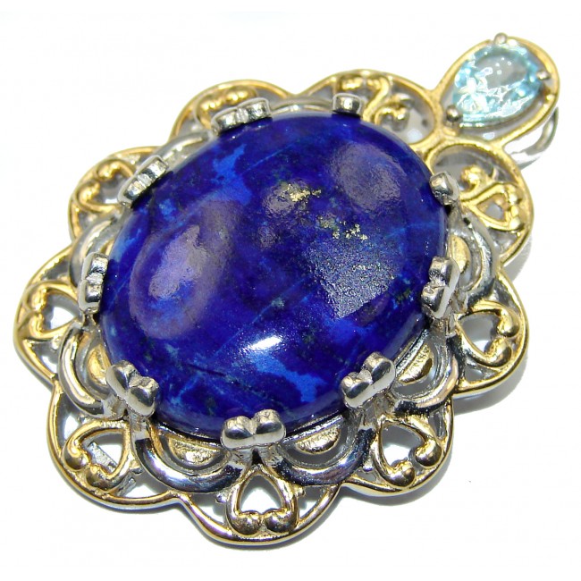 Lovely Lily Lapis Lazuli 14K Gold over .925 Sterling Silver handcrafted Pendant