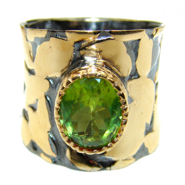 Energizing genuine Peridot .925 Sterling Silver handcrafted Ring size 6