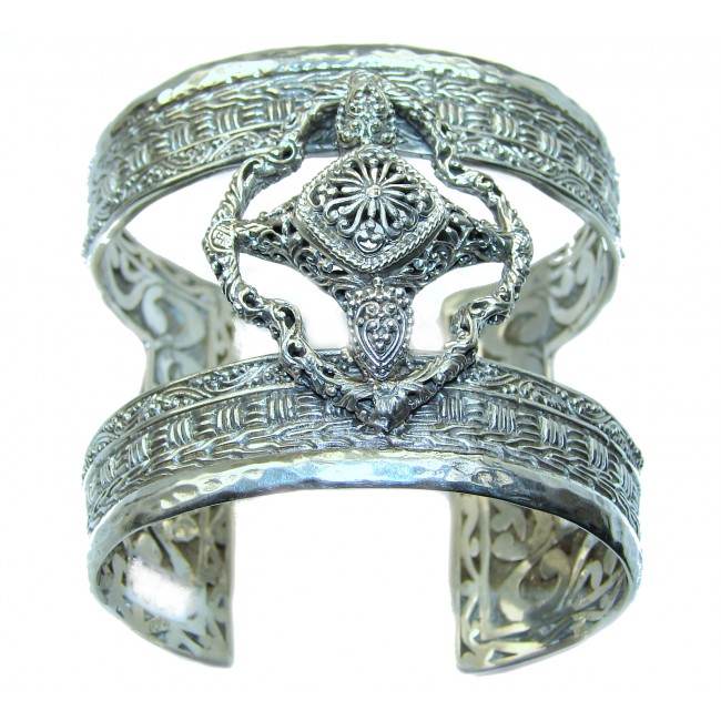 Huge 82.9 grams Celtic Cross Design .925 Sterling Silver handcrafted Bracelet / Cuff