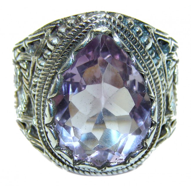 Spectacular genuine Pink Amethyst .925 Sterling Silver handcrafted Ring size 8